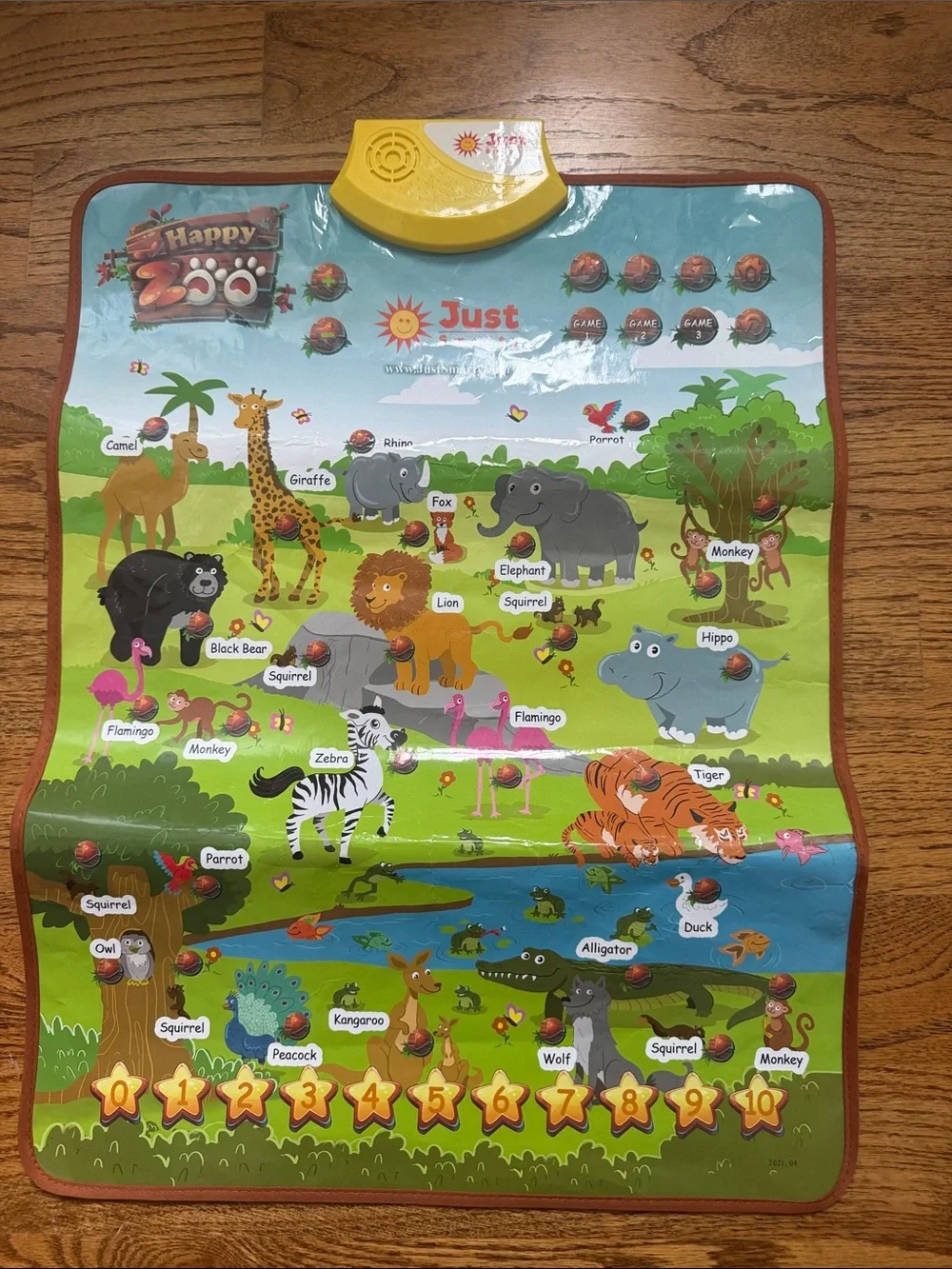 Happy Zoo Interactive Kids Play Mat – Colorful Animal Learning Mat (Yellow/Blue)